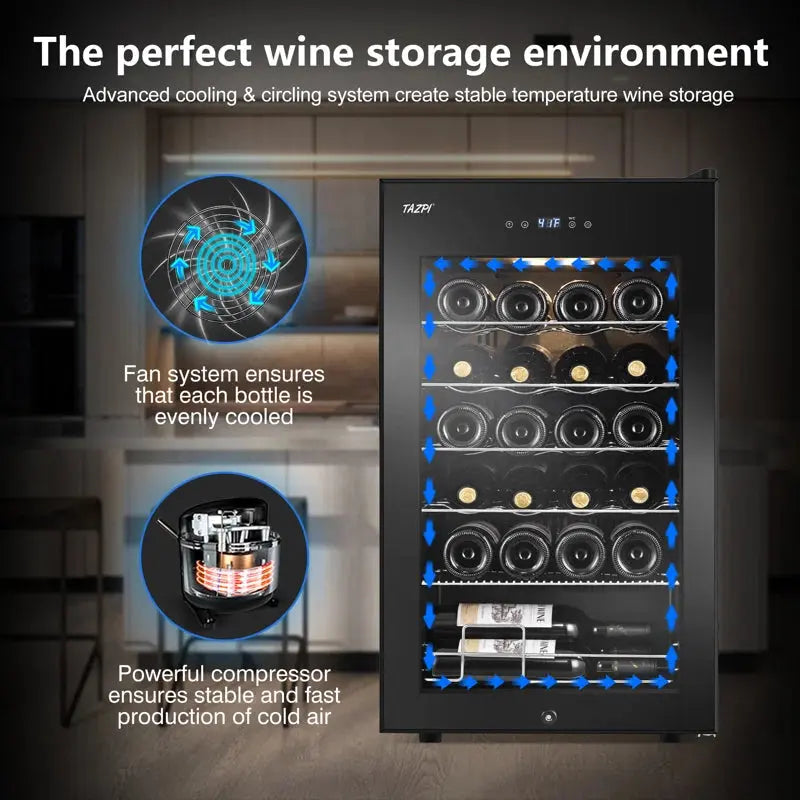 TAZPI 24 Bottle Single Zone Free-Standing Wine Refrigerator | Fridge.com