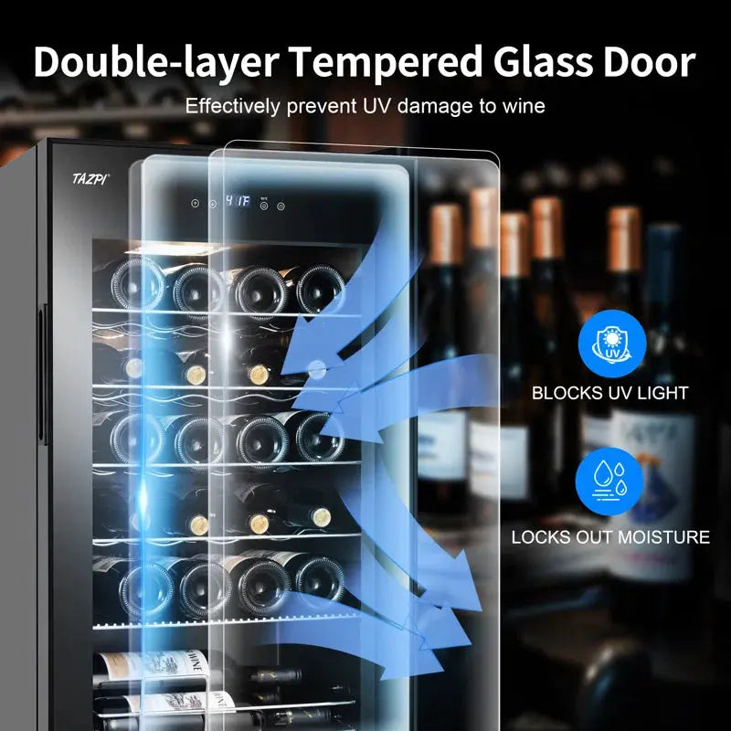 TAZPI 24 Bottle Single Zone Free-Standing Wine Refrigerator | Fridge.com