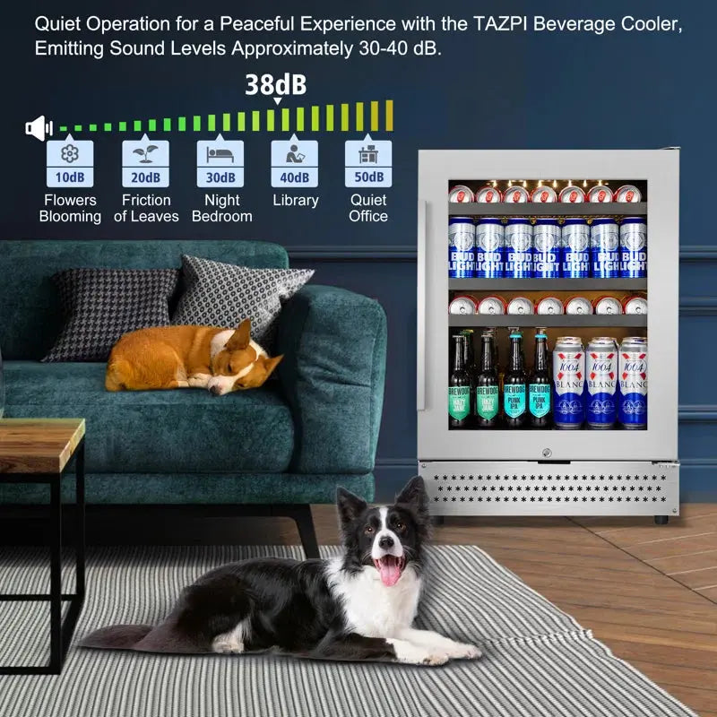 TAZPI 24" Built-In or Freestanding 210 Cans (12 Oz.) Beverage Refrigerator with Glass Door | Fridge.com