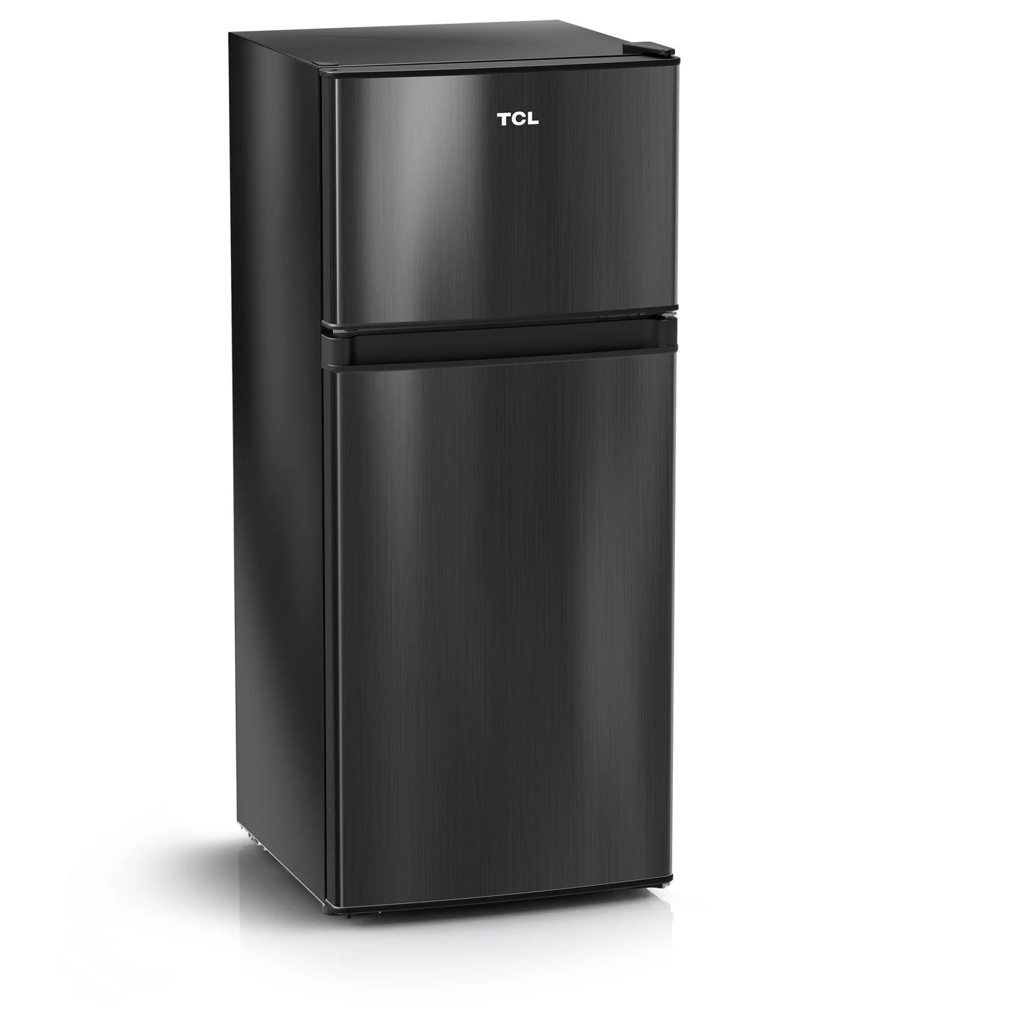 TCL 4.5 Cu. Ft. Two Door Compact Mini Fridge with Freezer – Black Stainless Look, Energy Star, MR453Z | Fridge.com