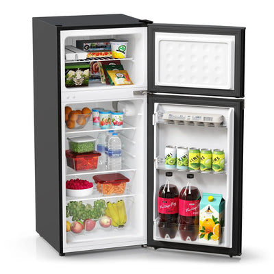 TCL 4.5 Cu. Ft. Two Door Compact Mini Fridge with Freezer – Black Stainless Look, Energy Star, MR453Z | Fridge.com