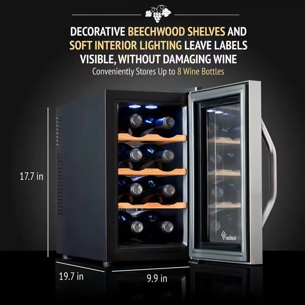 Thermoelectric 8-Bottle Free Standing Wine Cooler - Stainless Steel | Fridge.com