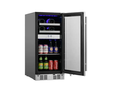 Titan Products 14.96'' 8 Bottle and 40 Can Dual Zone Wine & Beverage Refrigerator | Fridge.com