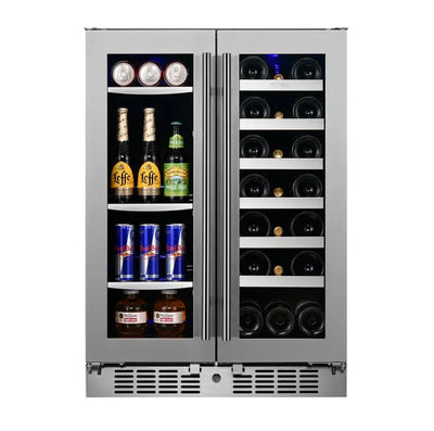 Titan Products 23.82'' 20 Bottle and 64 Can Dual Zone Wine & Beverage Refrigerator | Fridge.com