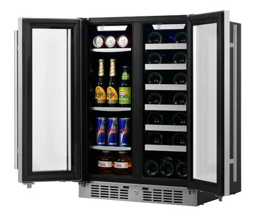 Titan Products 23.82'' 20 Bottle and 64 Can Dual Zone Wine & Beverage Refrigerator | Fridge.com