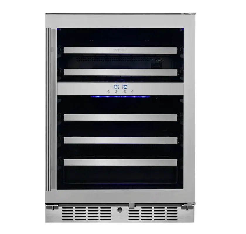 Titan Products 23.82'' 46 Bottle Dual Zone Wine Refrigerator | Fridge.com