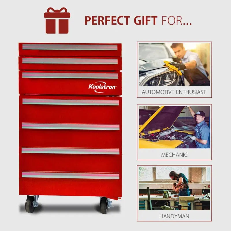 Koolatron Tool Chest Fridge 1.8 Cu Ft Rolling Fridge W/ Tool Drawers Red | Fridge.com