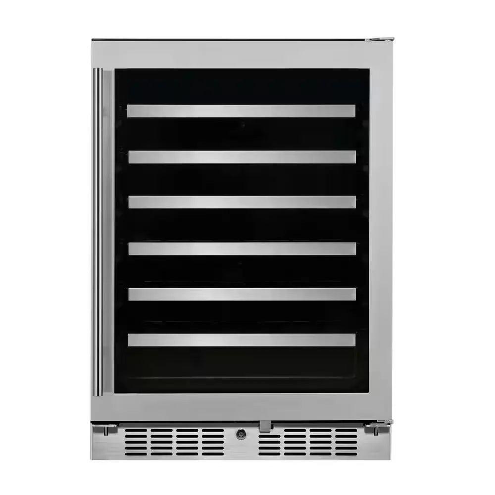 Transcend 24 In. 54-Bottle Seamless Stainless Steel Single Door Single Zone Built-In Wine Cooler | Fridge.com