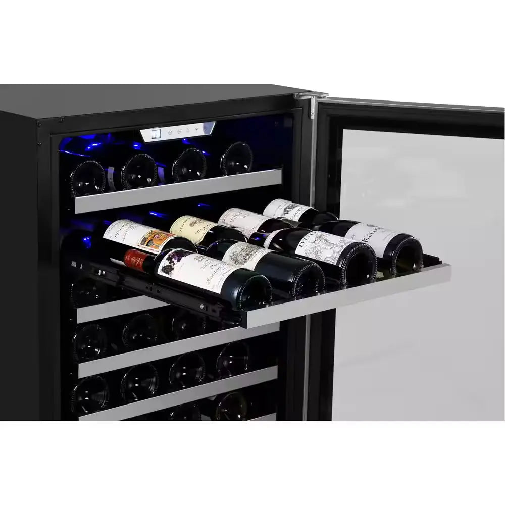 Transcend 24 In. 54-Bottle Seamless Stainless Steel Single Door Single Zone Built-In Wine Cooler | Fridge.com