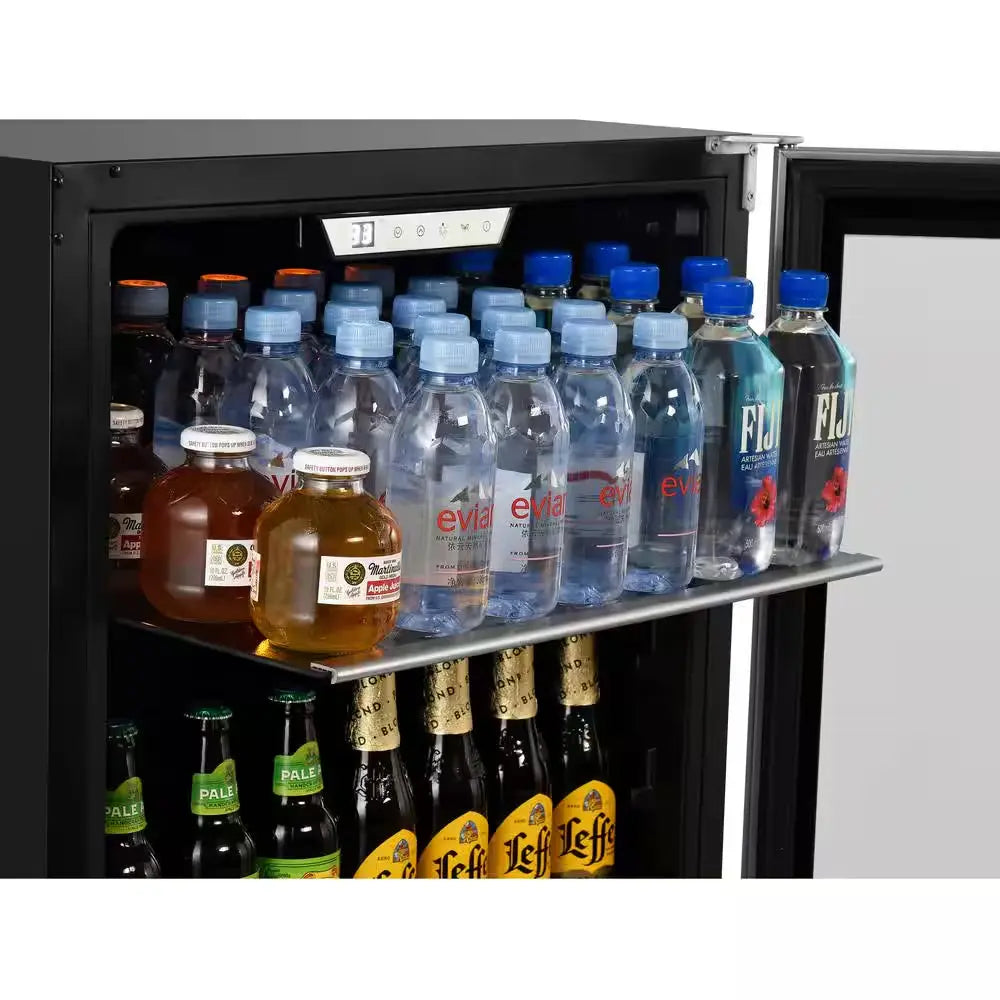 Transcend 24 In. 84-Can and 13-Bottle Seamless Stainless Steel Single Door Single Zone Built-In Beverage and Wine Cooler | Fridge.com