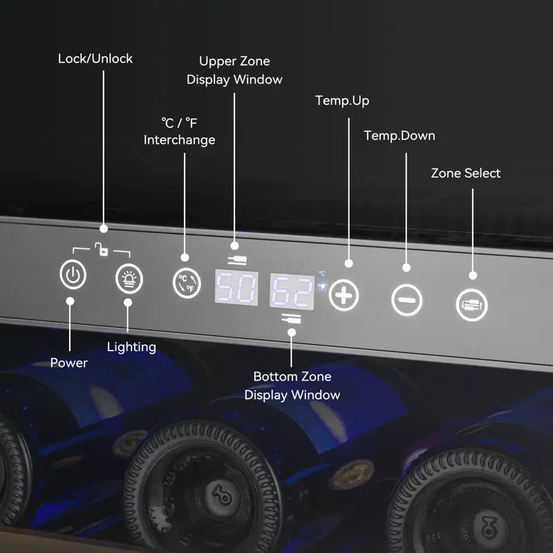 Trifecte 23.42'' 46 Bottle Dual Zone Wine Refrigerator | Fridge.com