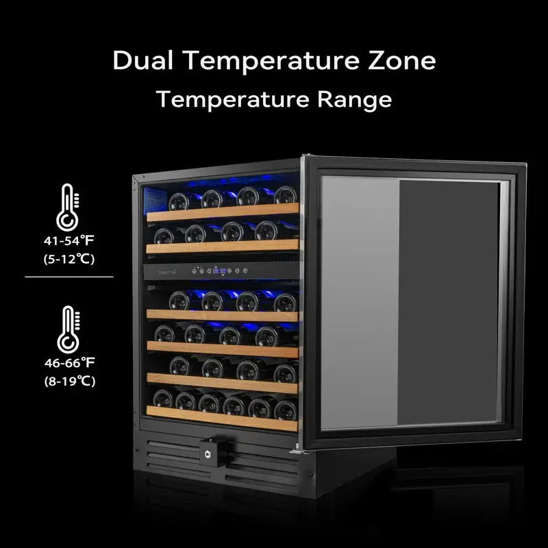 Trifecte 23.42'' 46 Bottle Dual Zone Wine Refrigerator | Fridge.com