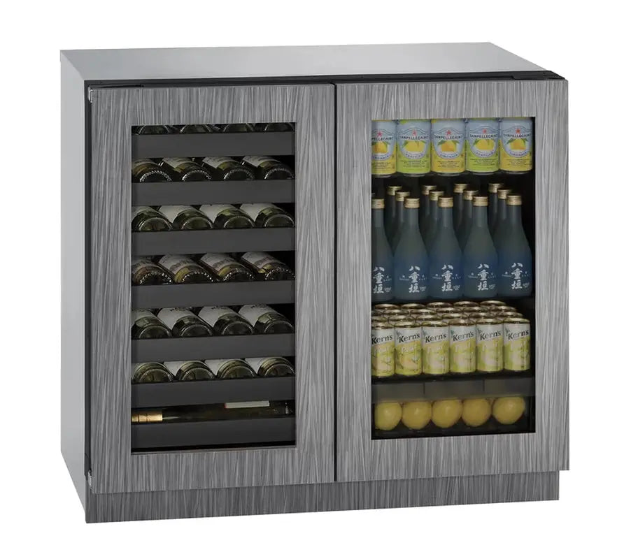 U-Line 35.437'' 31 Bottle and Can Dual Zone Built-In Wine & Beverage Refrigerator | Fridge.com