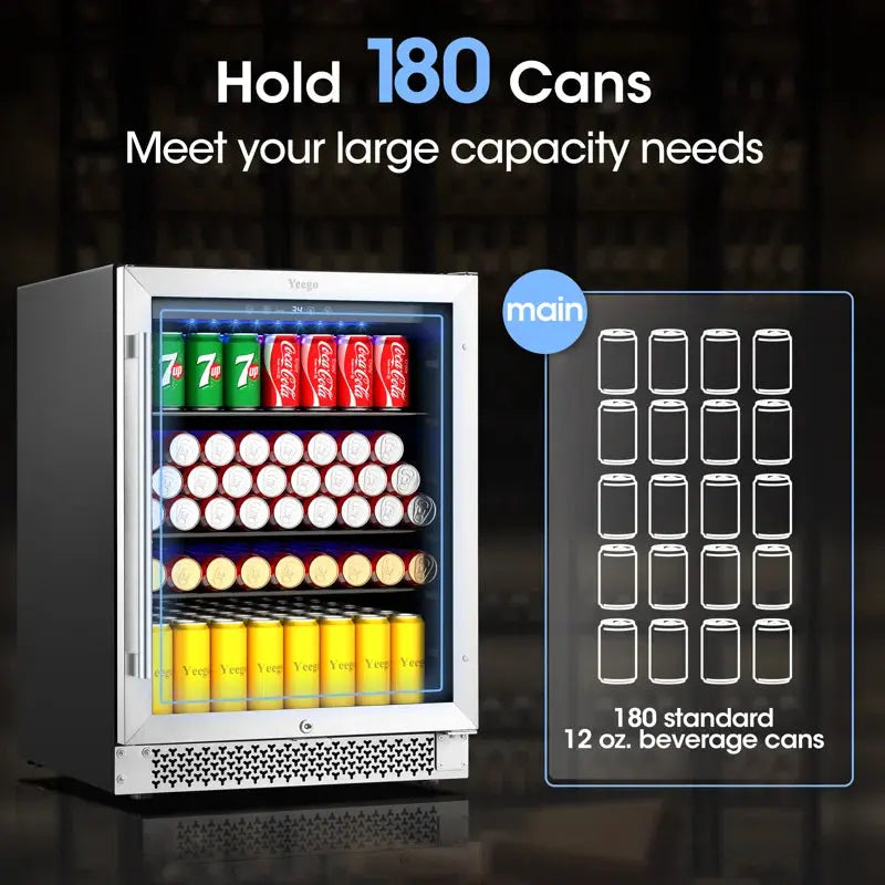 24 Inch 180 Cans Built-In/Under-Counter Compressor Beverage Cooler Refrigerator Fridge | Fridge.com