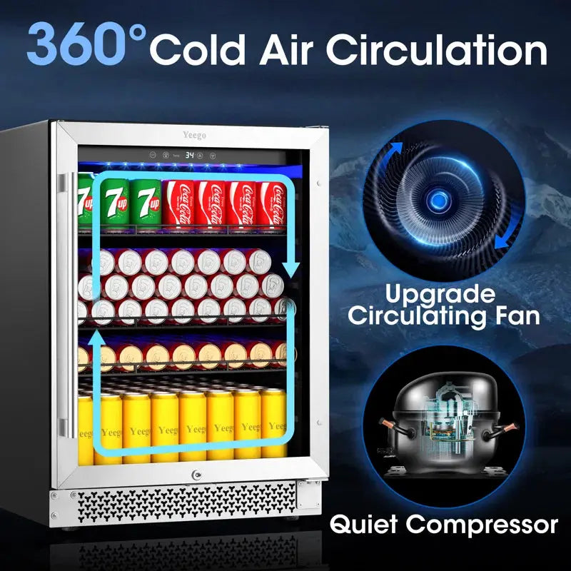 24 Inch 180 Cans Built-In/Under-Counter Compressor Beverage Cooler Refrigerator Fridge | Fridge.com