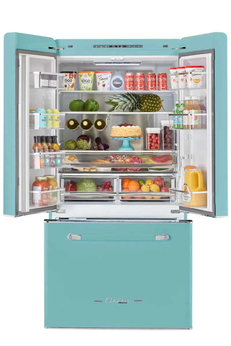 Unique Appliances Classic Retro 36" 21.4 Cubic Feet Energy Star French Door Refrigerator with Internal Water and Ice Dispenser | Fridge.com