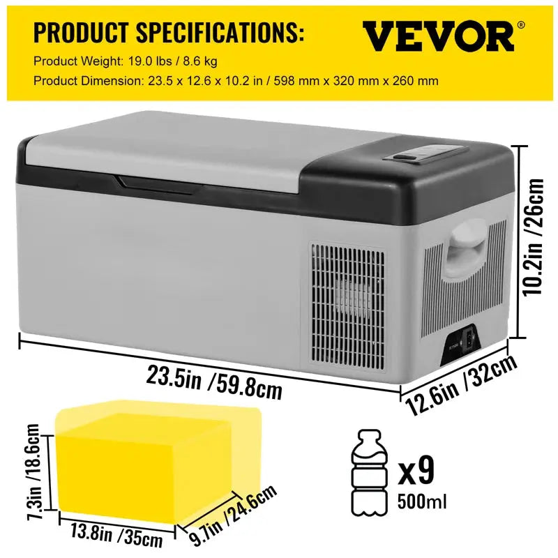 VEVOR 12 Volt Car Refrigerator Portable Freezer 16Qt Truck RV Fridge APP Control | Fridge.com