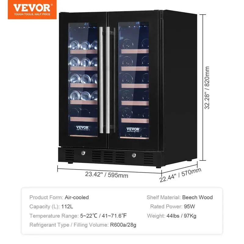 VEVOR 23.42'' and Can Dual Zone Wine & Beverage Refrigerator | Fridge.com