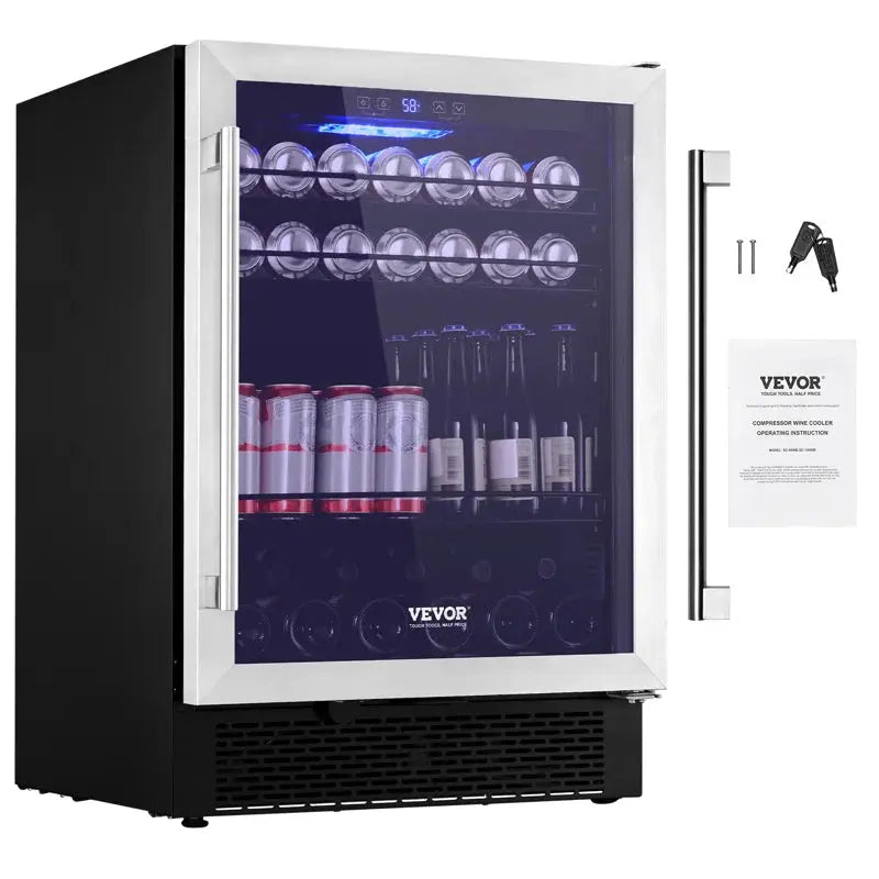 VEVOR 23.42'' and Can Single Zone Wine & Beverage Refrigerator | Fridge.com