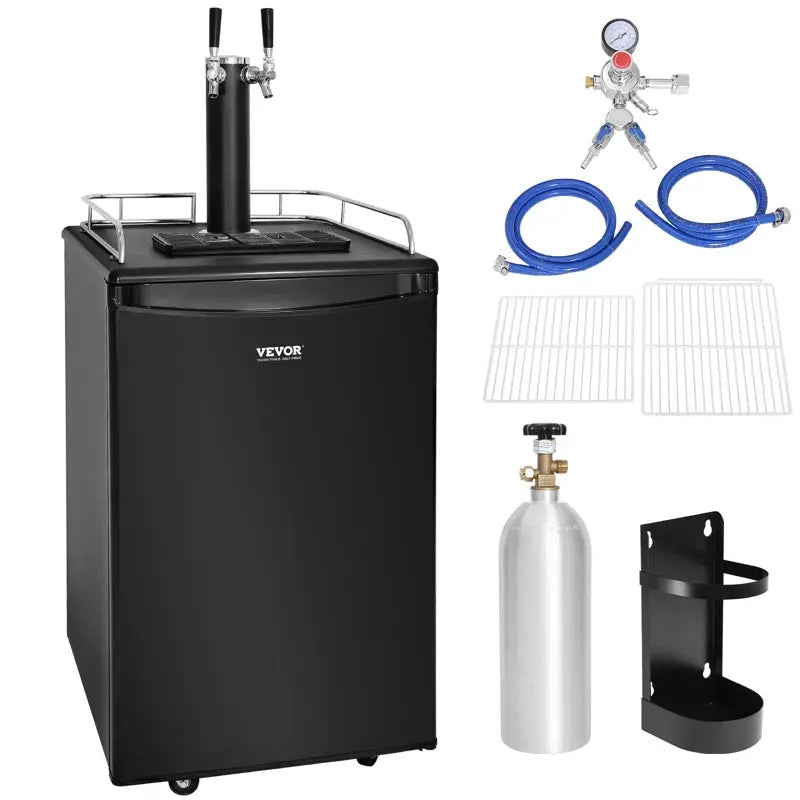 VEVOR 5.3 Cubic Feet Black Dual Tap Freestanding Kegerator with Adjustable Temperature | Fridge.com