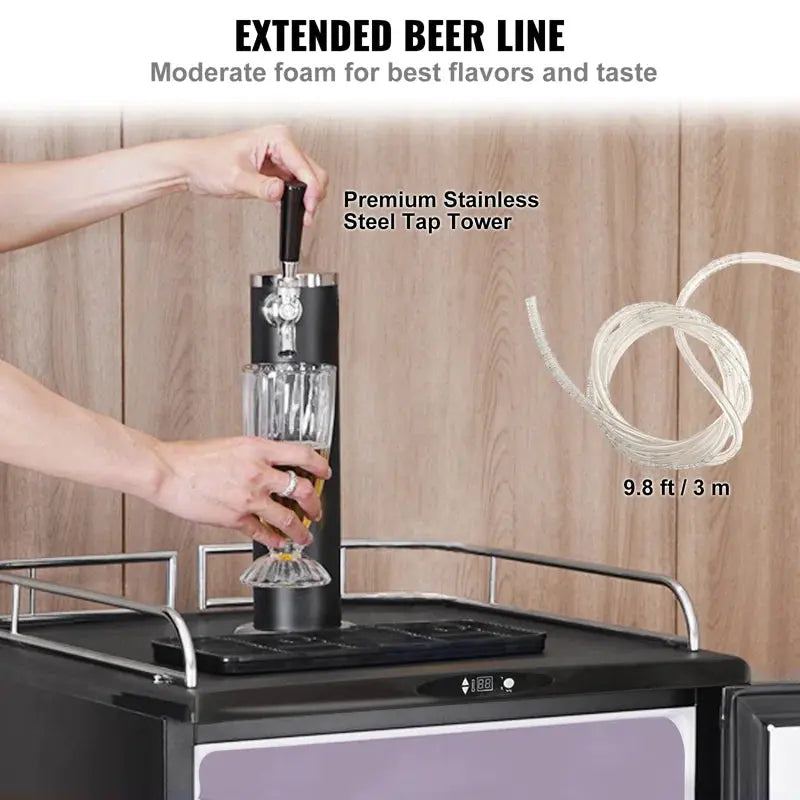 VEVOR 5.7 Cubic Feet Single Tap Freestanding Kegerator with Adjustable Temperature | Fridge.com