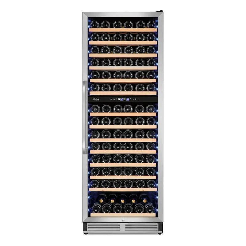 Velivi 154 Bottle Built-In or Freestanding Dual Zone Wine Refrigerator with Stainless Steel | Fridge.com