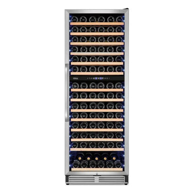 Velivi 154 Bottle Built-In or Freestanding Dual Zone Wine Refrigerator with Stainless Steel | Fridge.com