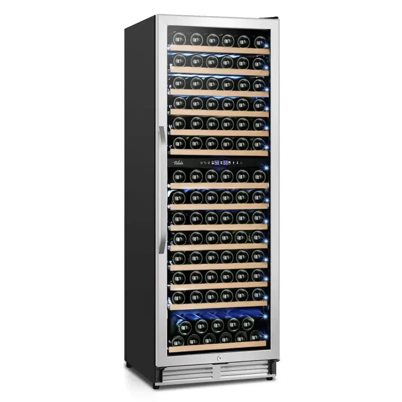 Velivi 154 Bottle Built-In or Freestanding Dual Zone Wine Refrigerator with Stainless Steel | Fridge.com