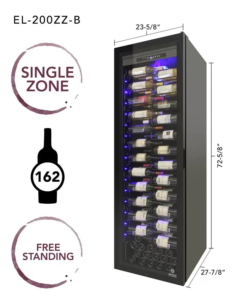 Vinotemp 23.62'' 162 Bottle Single Zone Freestanding Wine Refrigerator | Fridge.com