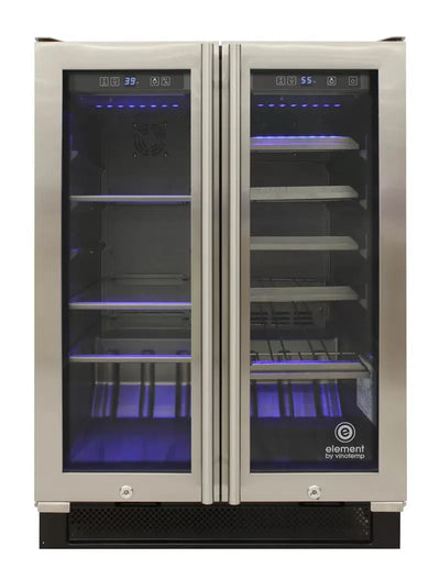 Vinotemp 23.62'' 21 Bottle and Can Dual Zone Wine & Beverage Refrigerator | Fridge.com