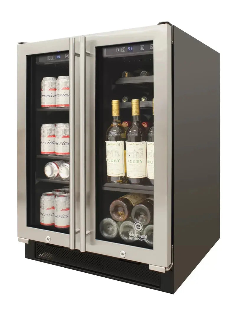 Vinotemp 23.62'' 21 Bottle and Can Dual Zone Wine & Beverage Refrigerator | Fridge.com