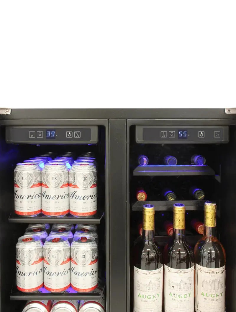 Vinotemp 23.62'' 21 Bottle and Can Dual Zone Wine & Beverage Refrigerator | Fridge.com