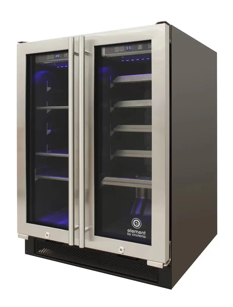 Vinotemp 23.62'' 21 Bottle and Can Dual Zone Wine & Beverage Refrigerator | Fridge.com