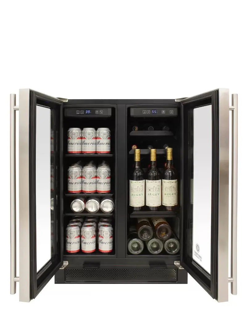 Vinotemp 23.62'' 21 Bottle and Can Dual Zone Wine & Beverage Refrigerator | Fridge.com