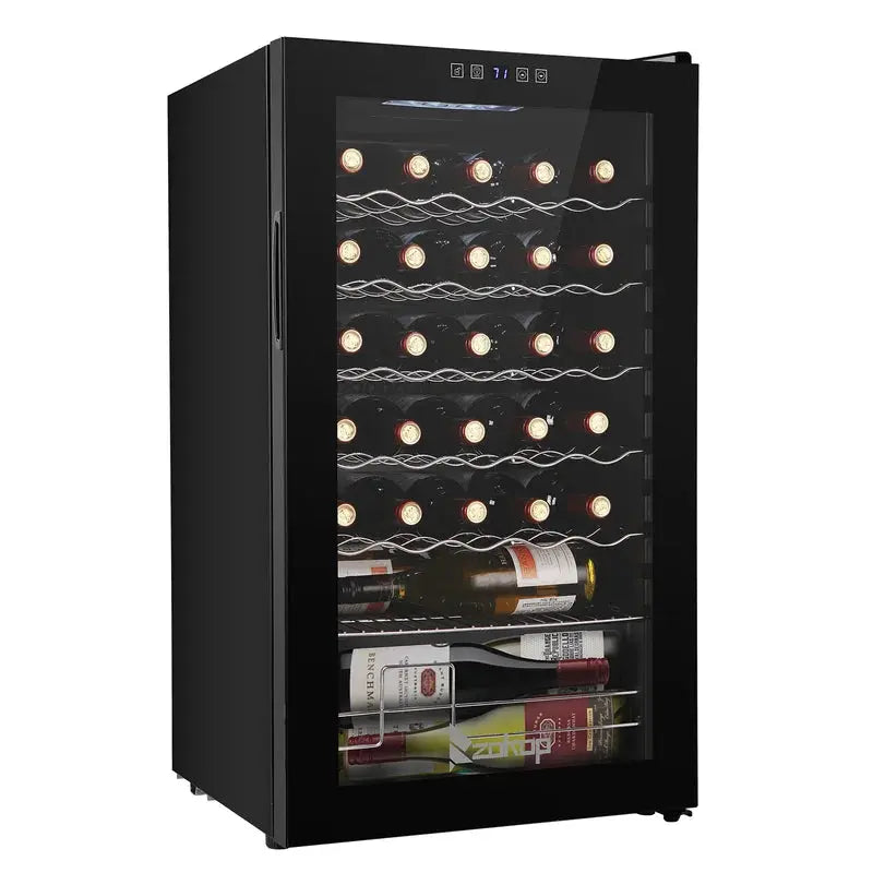 Vinsunny 19.49'' 34 Bottle Single Zone Freestanding Wine Refrigerator | Fridge.com