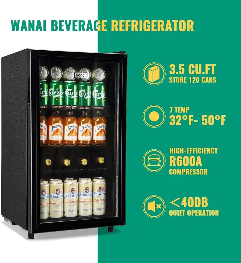 WANAI 120 Cans (12 Oz.) 3.5 Cubic Feet Freestanding Beverage Refrigerator | Fridge.com