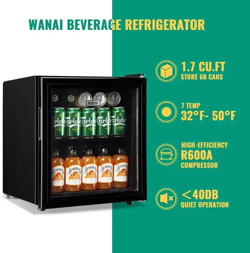 WANAI 58 Cans (12 Oz.) 1.7 Cubic Feet Freestanding Beverage Refrigerator | Fridge.com