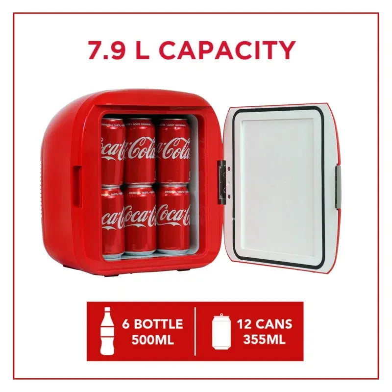 Coca-Cola Heritage 12 Can Portable Cooler/Warmer 12V DC 110V AC 7.9L Red | Fridge.com