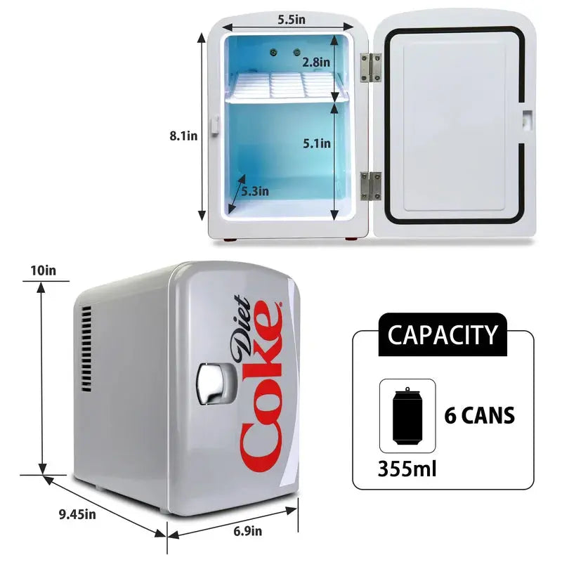 Coca-Cola Diet Coke 4L Cooler/Warmer 12V DC 110V AC Mini Fridge, Gray | Fridge.com