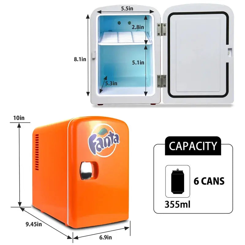 Coca-Cola Fanta 4L Cooler/Warmer 12V DC 110V AC Mini Fridge, Orange | Fridge.com