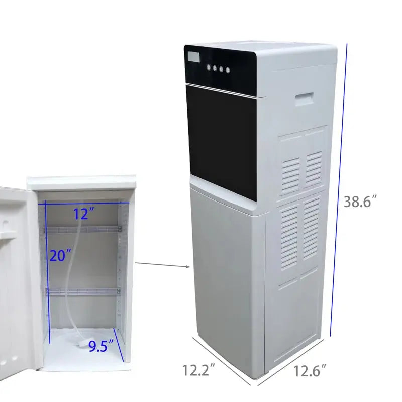 Water Dispenser, 12.2 X 12.6 X 38.6", Bottom Load Cabinet with Cold Hot Room Temperature Outlets | Fridge.com