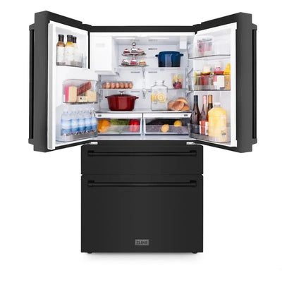 ZLINE 36" French Door Refrigerator W/ Water and Ice Dispenser in Black Stainless Steel | Fridge.com