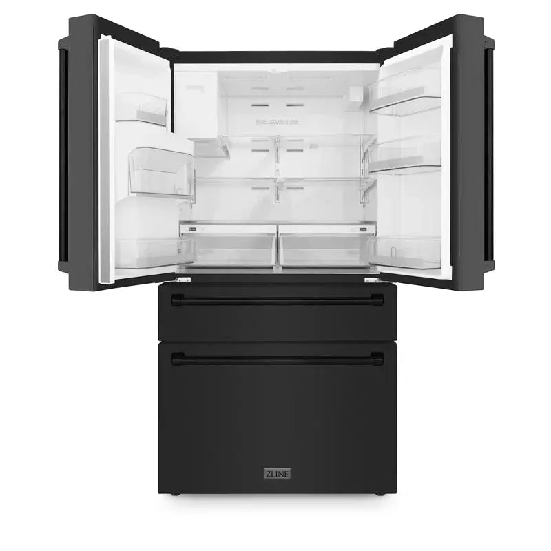 ZLINE 36" French Door Refrigerator W/ Water and Ice Dispenser in Black Stainless Steel | Fridge.com