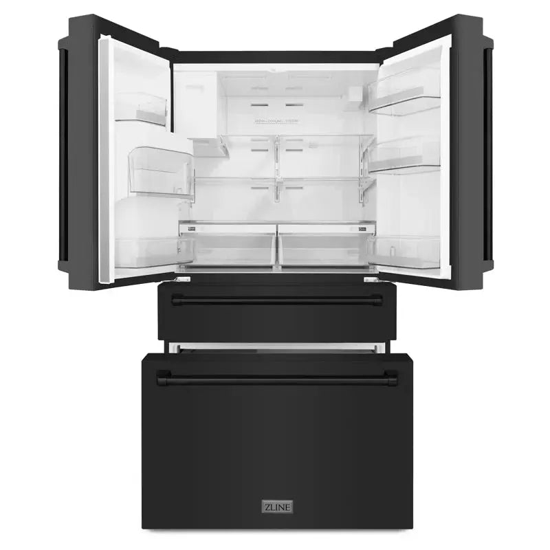 ZLINE 36" French Door Refrigerator W/ Water and Ice Dispenser in Black Stainless Steel | Fridge.com