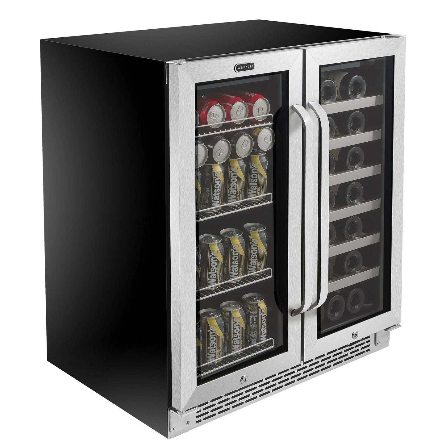 Whynter 30 In. Built-In French Door Dual Zone 33 Bottle Wine Refrigerator 88 Can Beverage Center | Fridge.com