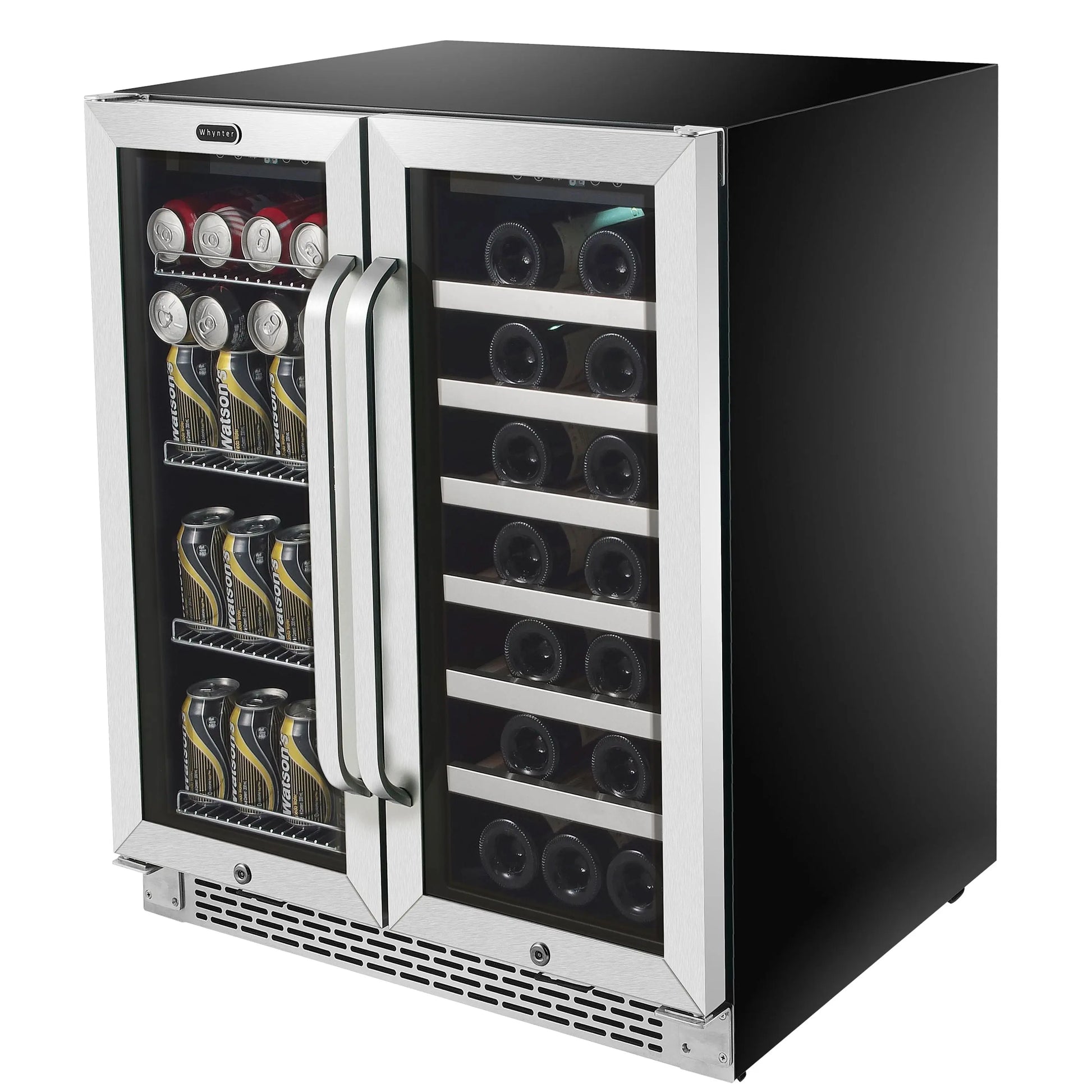 Whynter 30 In. Built-In French Door Dual Zone 33 Bottle Wine Refrigerator 88 Can Beverage Center | Fridge.com