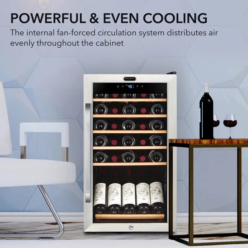 Whynter 34 Bottle Freestanding Wine Refrigerator with Display Shelf and Digital Control | Fridge.com