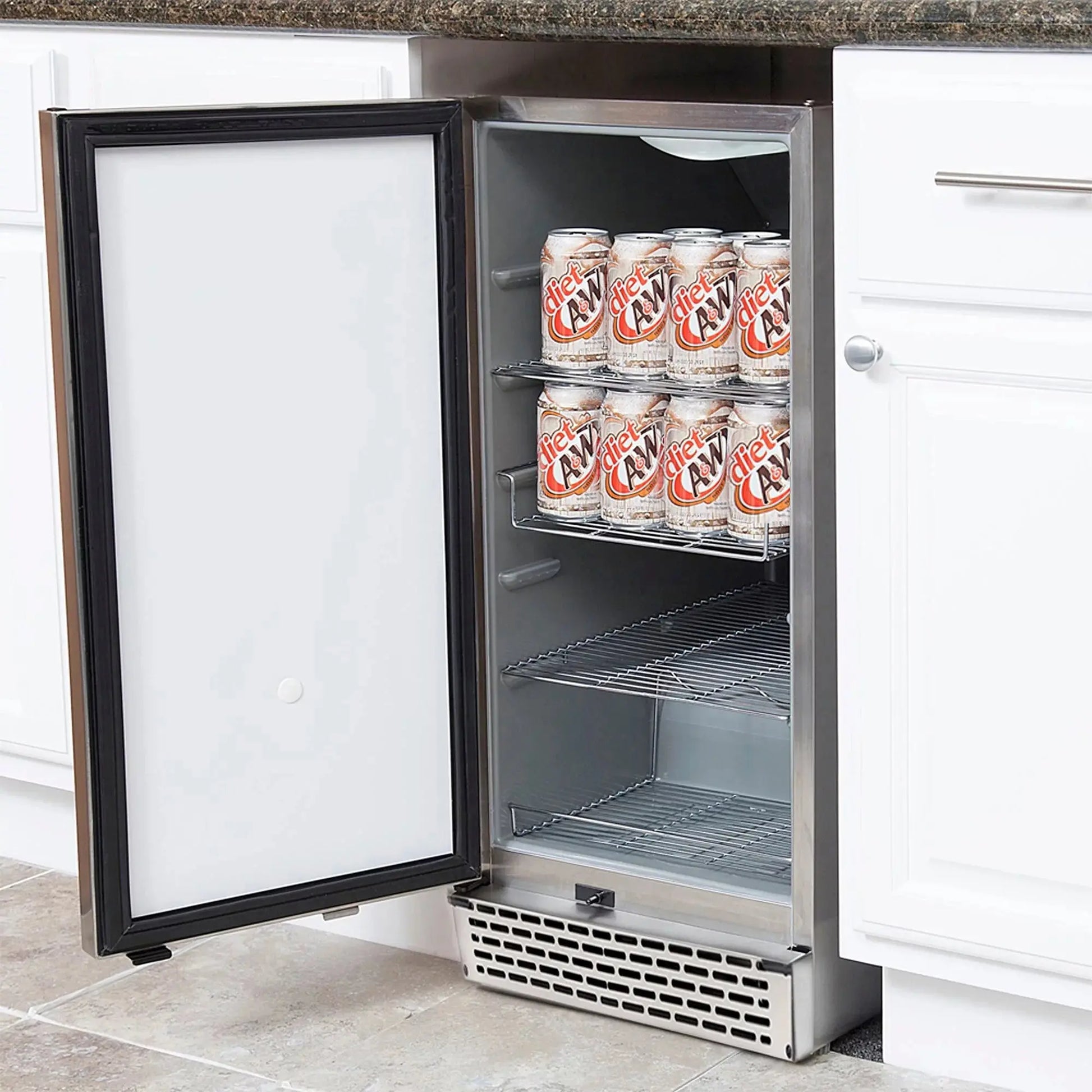 Whynter 62 Can 1 Shelf Lockable Beverage Refrigerator, Stainless Steel | Fridge.com