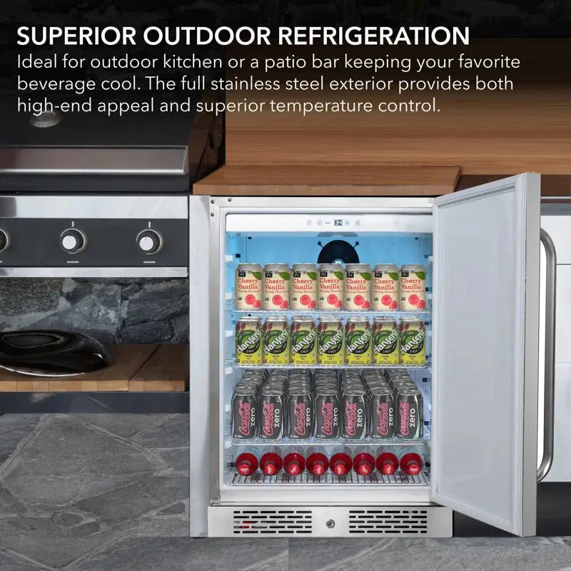 Whynter Outdoor Beverage Cooler Full Stainless Steel 5.3 Cu.Ft. with Lock and Caster Wheels | Fridge.com