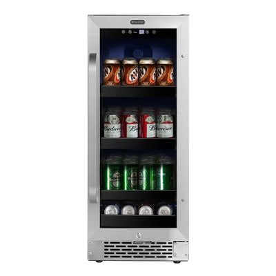 Whyter 15" Width 80 Cans Stainless Steel Beverage Refrigerator with Reversible Door | Fridge.com